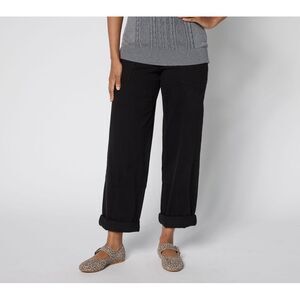 Maya J Women's Pants Sz M Penelope Curved Cuff Denim Black A714905